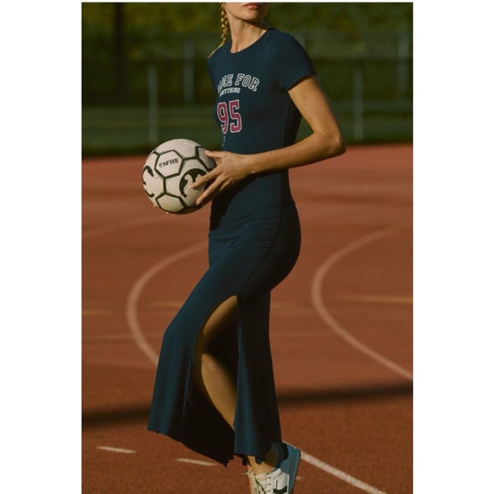 DAILY PRACTICE ANTHROPOLOGIE READY SET GO FITTED T-SHIRT MIDI DRESS NWT SMALL